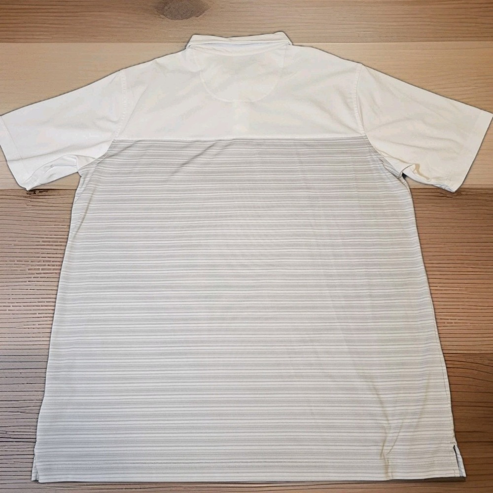 Pebble Beach Polo Shirt Mens XXL White Grey Striped Dry-Luxe Performance S/S - Picture 4 of 7